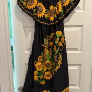 Cotton Embroidered Sunflower Dress (Medium)